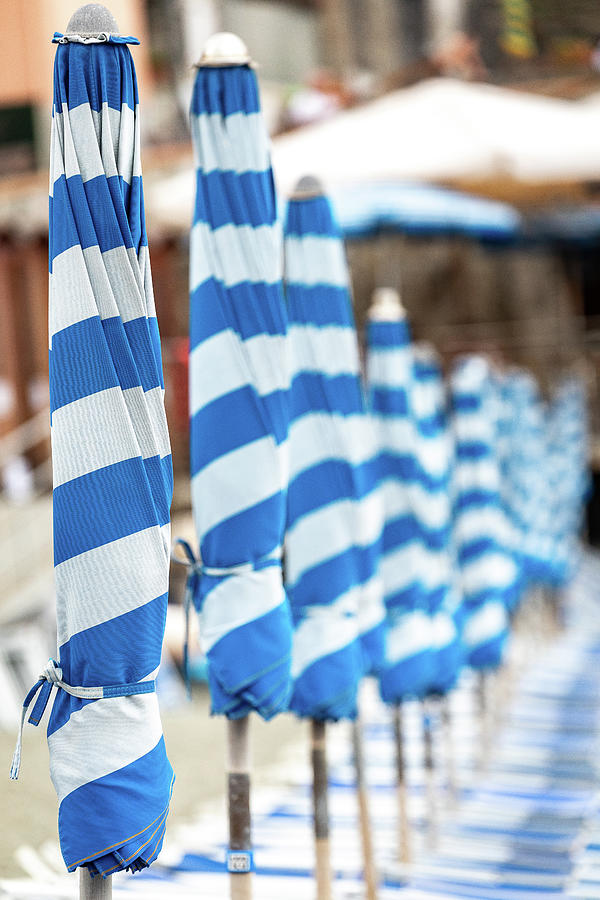 Striped Beach Umbrellas Photograph by Denise Kopko