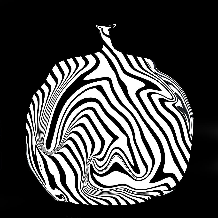Striped Bottle Vase Digital Art by La Moon Art