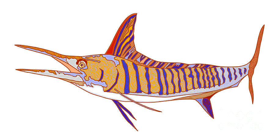 Striped Marlin Fish Digital Art by Robert Yaeger