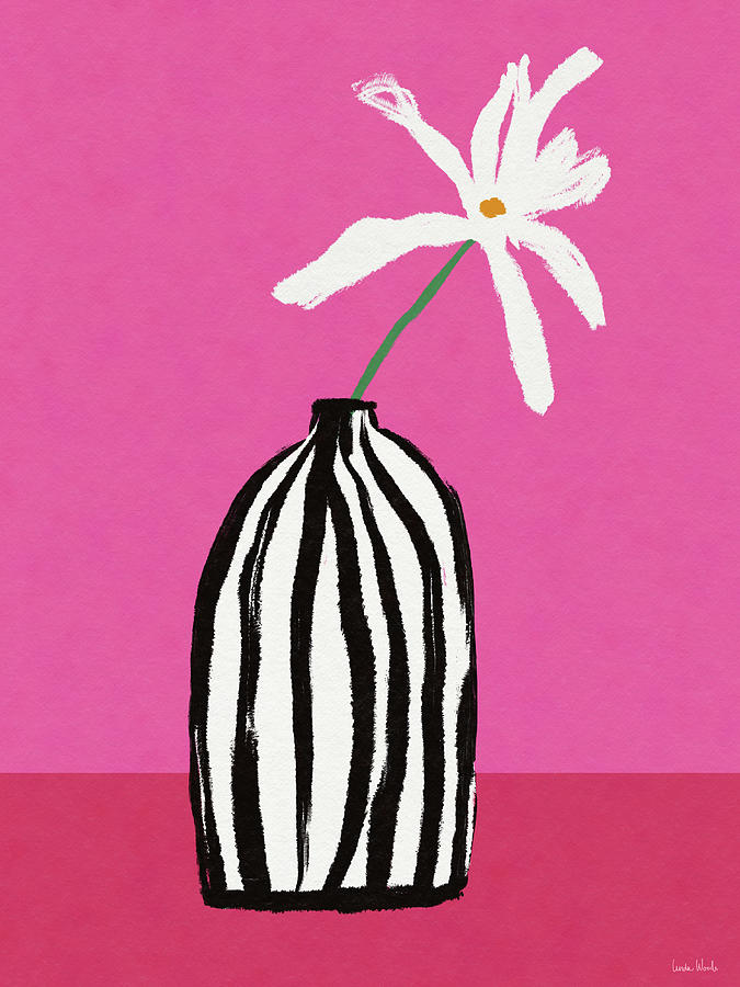 Striped Vase- Art by Linda Woods Mixed Media by Linda Woods
