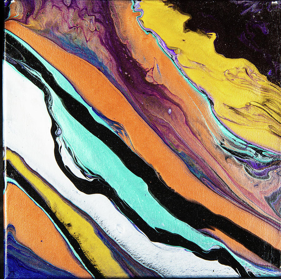 Stripely - Colorful Flowing Liquid Marble Abstract Contemporary Acrylic Painting Digital Art by Sambel Pedes