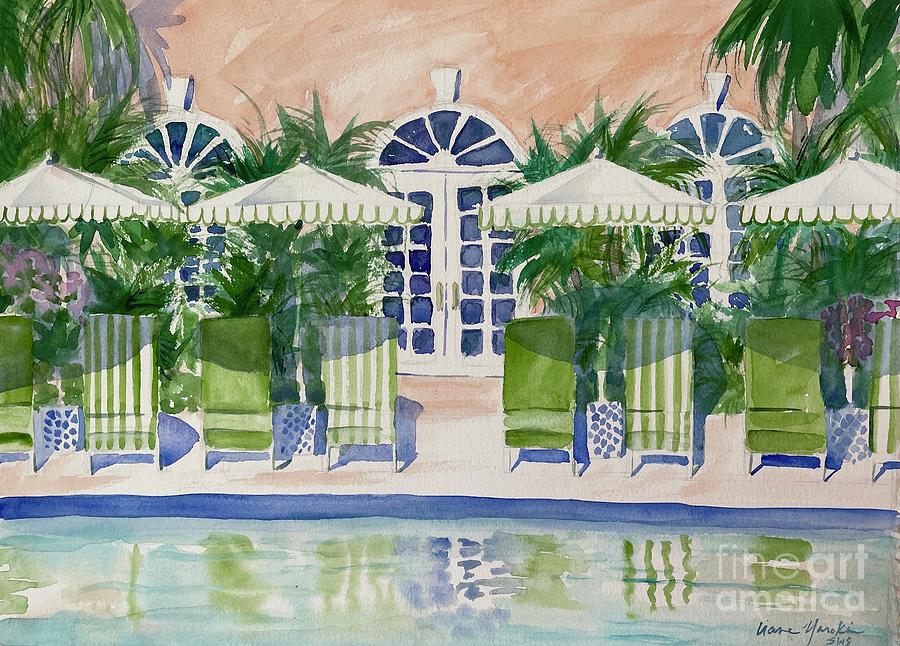 Beverly Hills Painting - Stripes, Palms and Fancy Umbrellas by Liana Yarckin