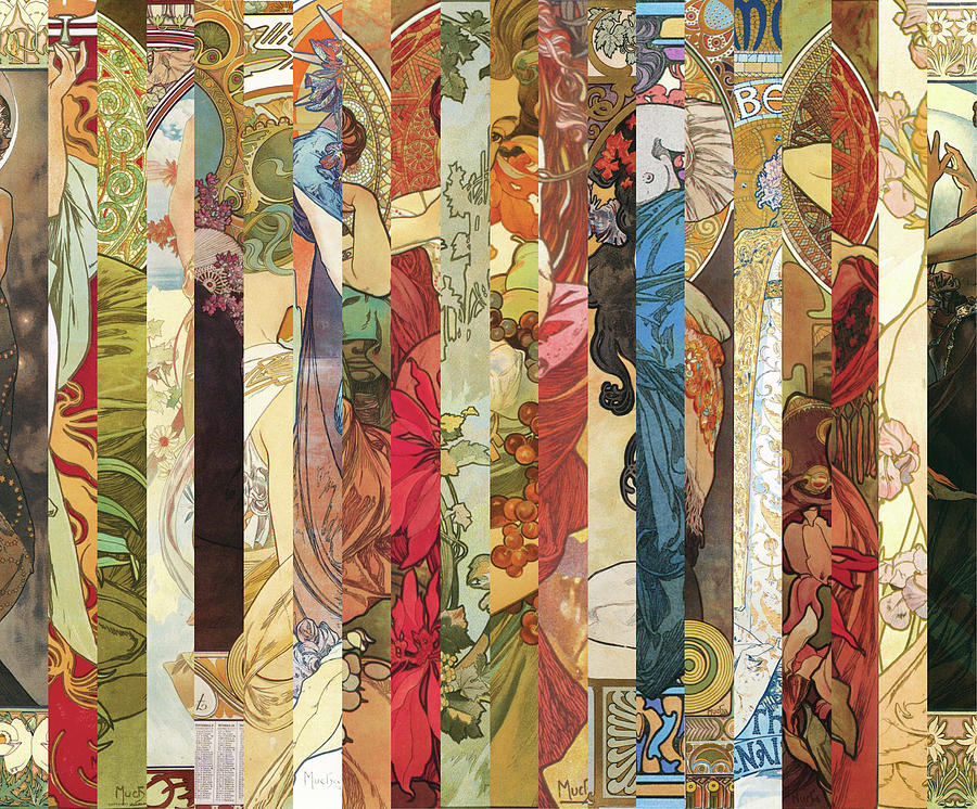 Stripes Of Alphonse Mucha Artworks Digital Art