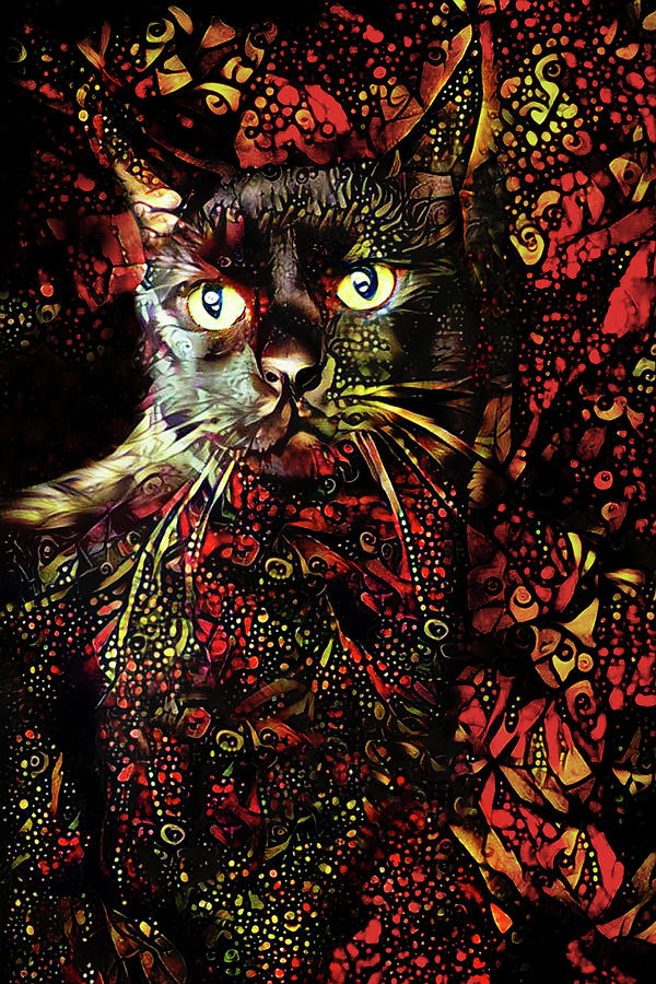 Stripes the Black Cat Digital Art by Peggy Collins