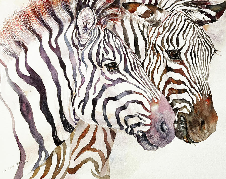 Stripey Fellows in Violet Painting by Arti Chauhan