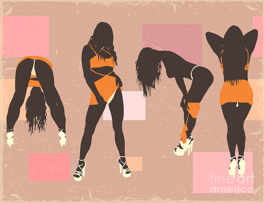 Abstract Drawing - Striptease Dance by Mounir Khalfouf