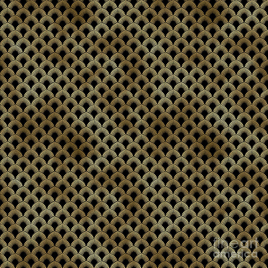 Strivina - Gold Black Art Deco Seamless Pattern Digital Art by Sambel Pedes