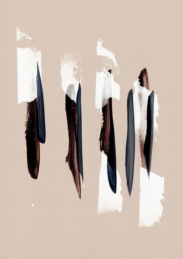 Strokes 11B - Minimal Brush Stroke Collage Painting by Menega Sabidussi