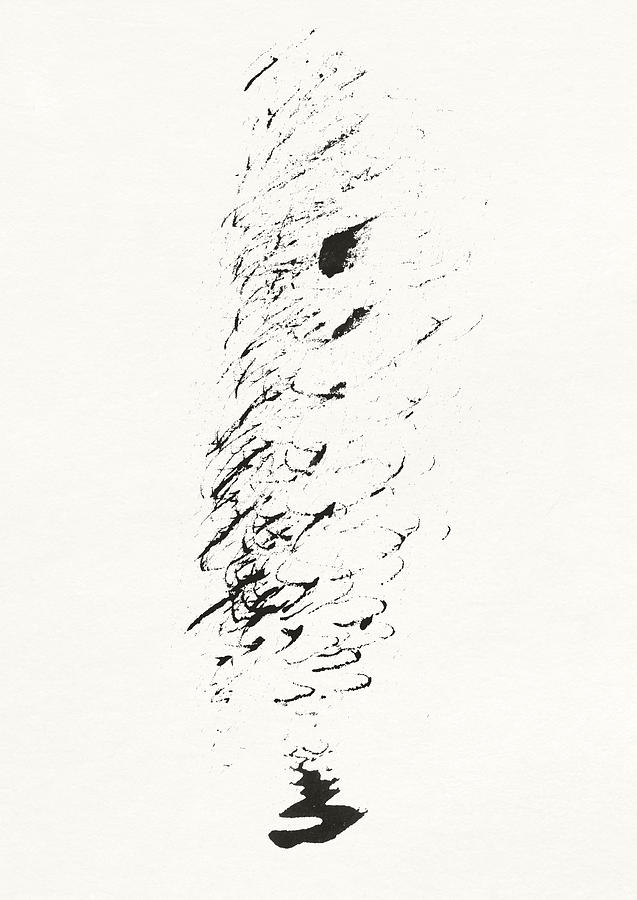 Strokes 1C - Minimal Ink Abstract Painting by Menega Sabidussi