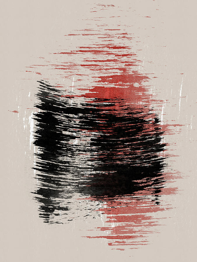 Abstract Painting - Strokes 9b - Black, Red, Tan by Menega Sabidussi