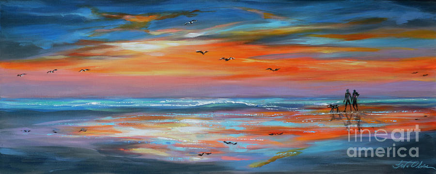 Strolling at Sunrise Painting by Linda Olsen