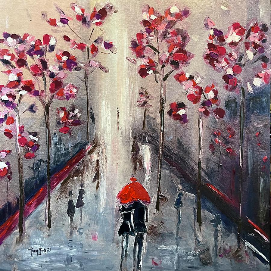 Strolling in Paris 2021 Painting by Roxy Rich