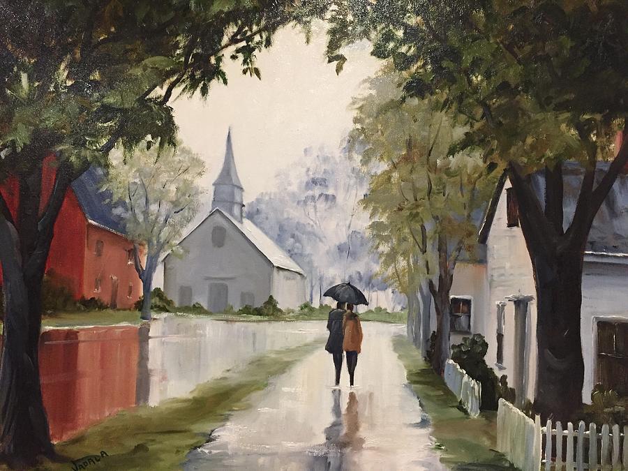 Strolling on a Rainy Day Painting by Judy Rixom
