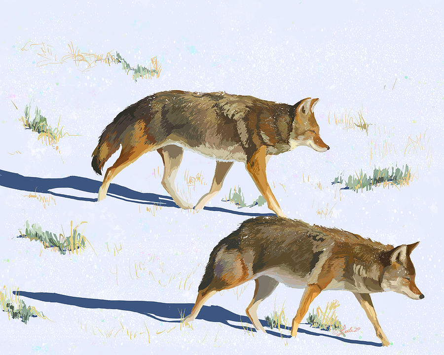 Strolling_on_snow Painting by Pam Little