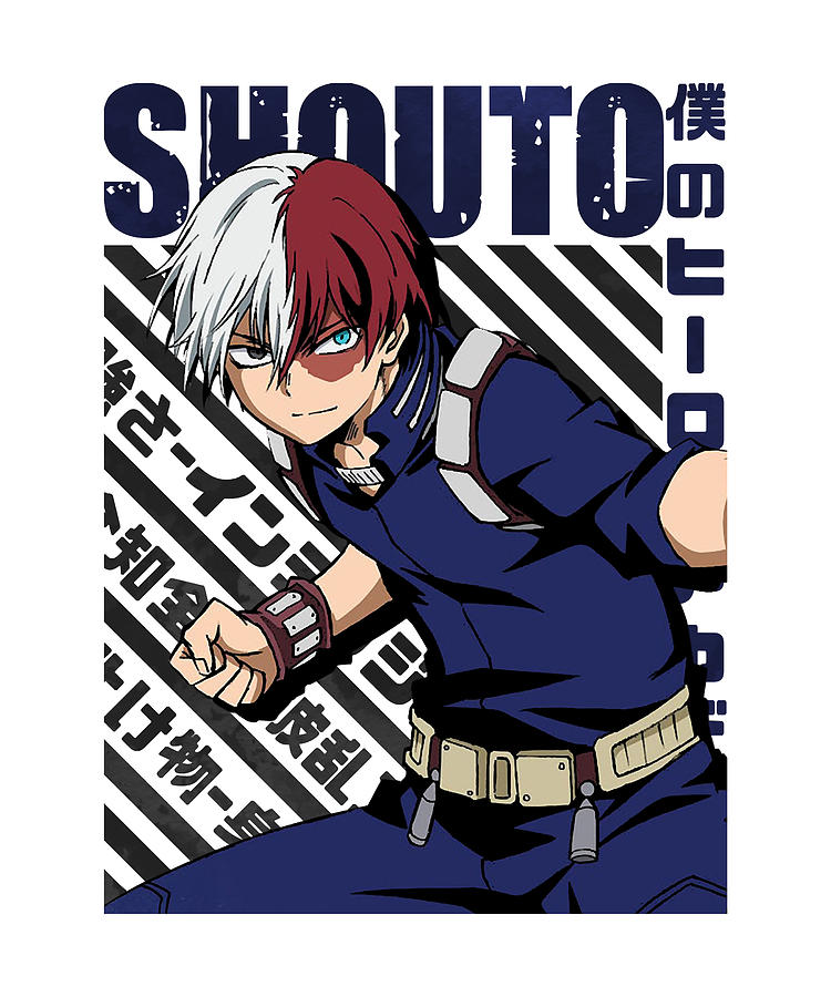 Strong Boku No Hero Academia Shouto Todoroki Retro Digital Art by