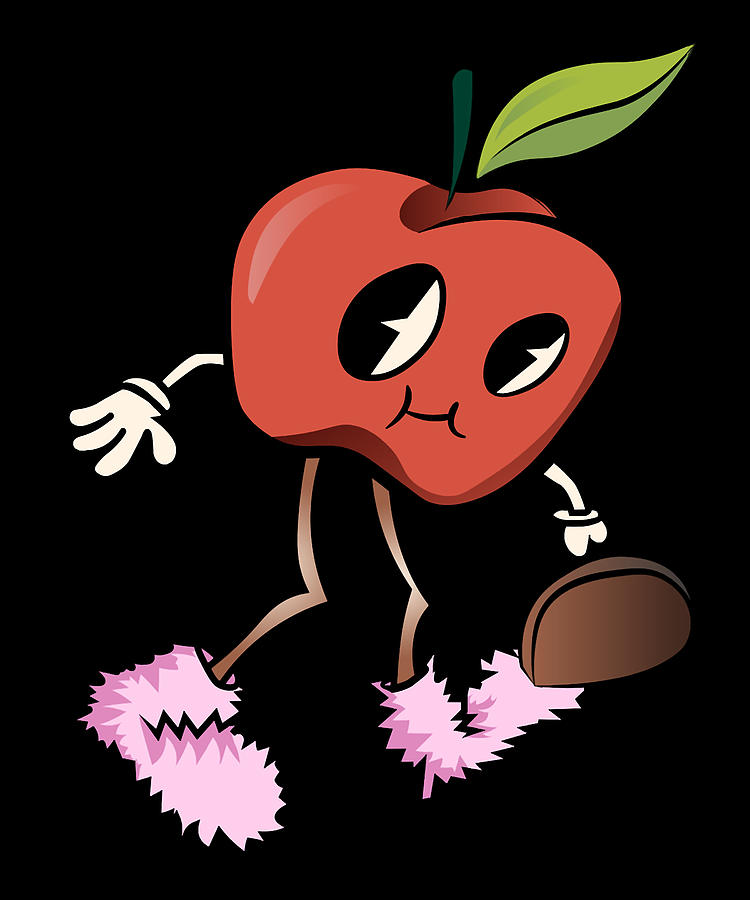 Strong Running And Shooting Style Humor Apple Red Cartoon Fruit Retro  Walking Cute Bizarre Gift Drawing by Inny Shop - Fine Art America