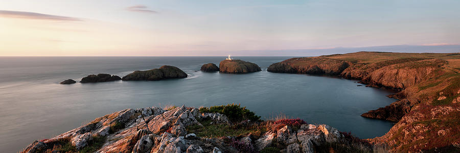 Strumble Head Lighthouse sunset Pembrokeshire Coast Wales Photograph by Sonny Ryse