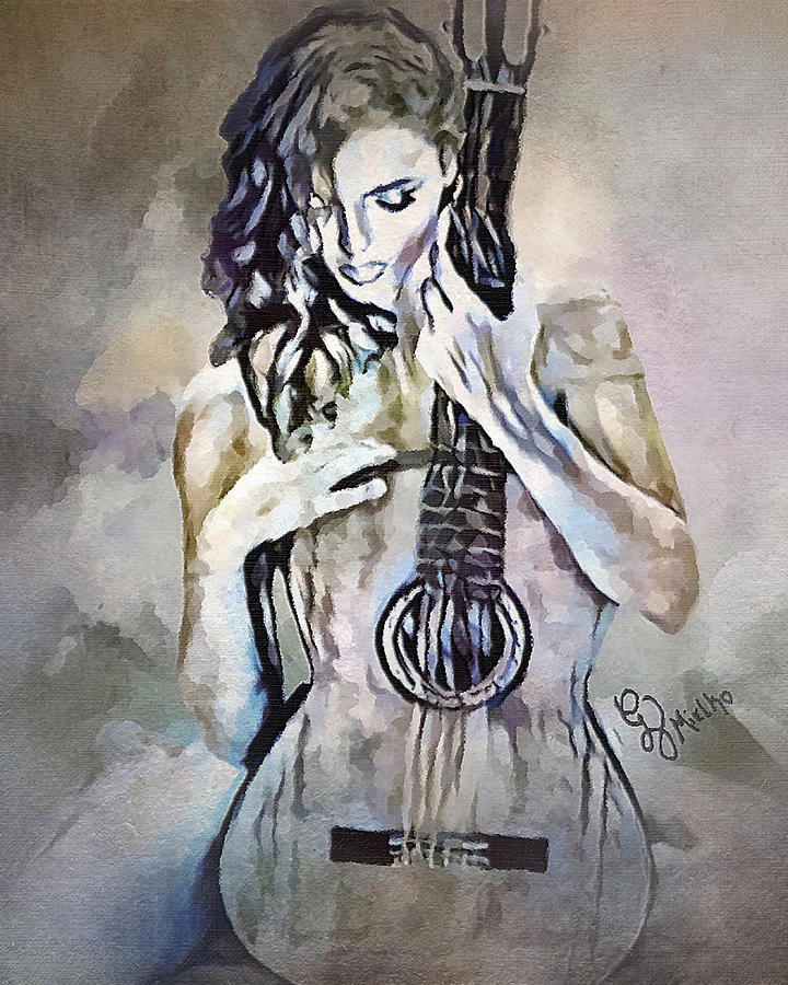 Strumming My Pain Painting by GV Mielko