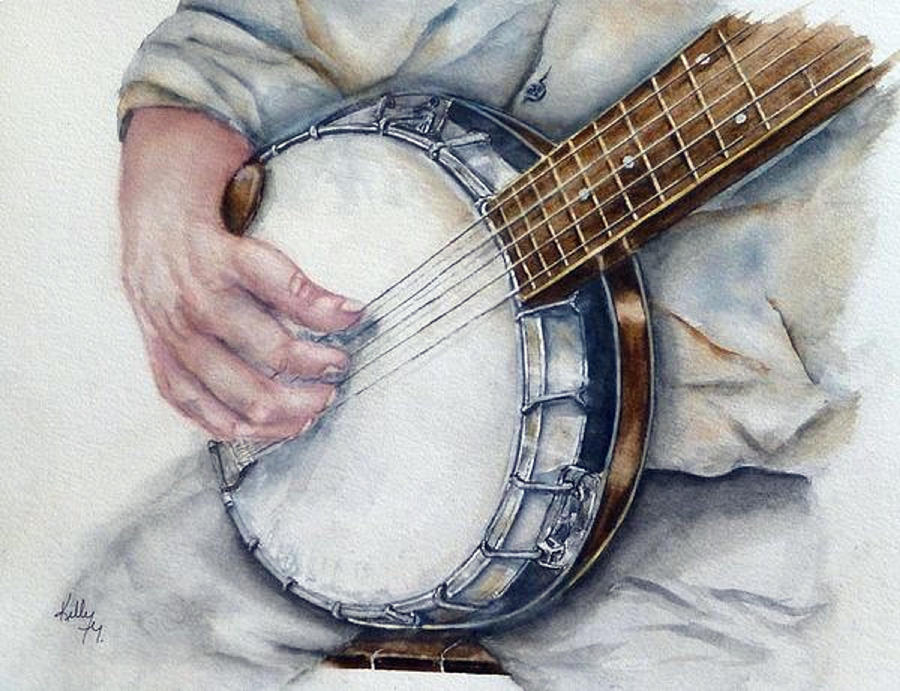 The Ol Banjo Painting by Kelly Mills