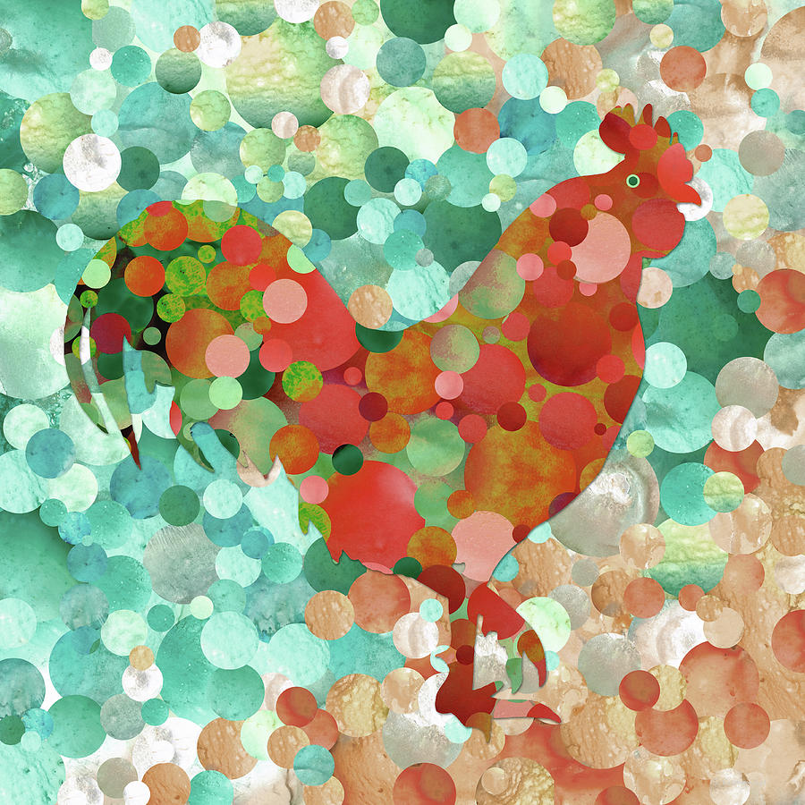 Strut - Red Rooster Chicken Art Painting by Sharon Cummings