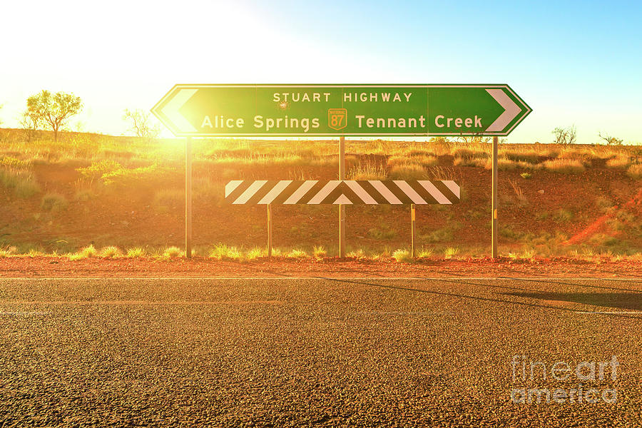 Stuart Highway signboard Photograph by Benny Marty