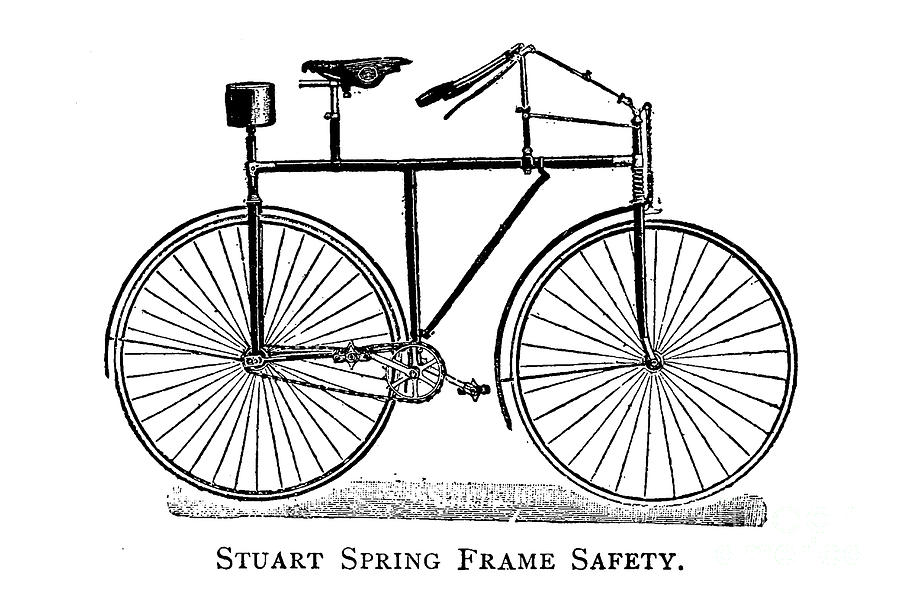 Stuart Spring Frame Safety Bicycle b1 Drawing by Historic illustrations