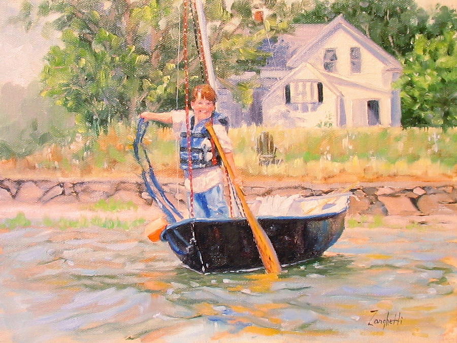 Stuck Boat Painting by Laura Lee Zanghetti