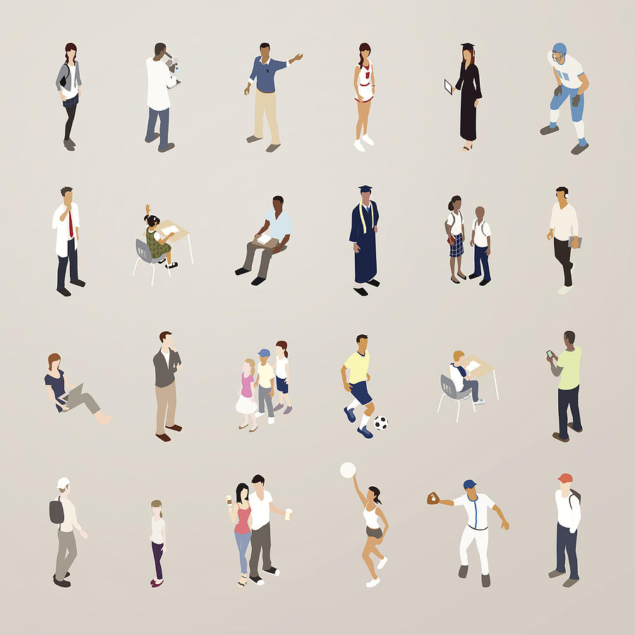 Students - Flat Icons Illustration Drawing by Mathisworks