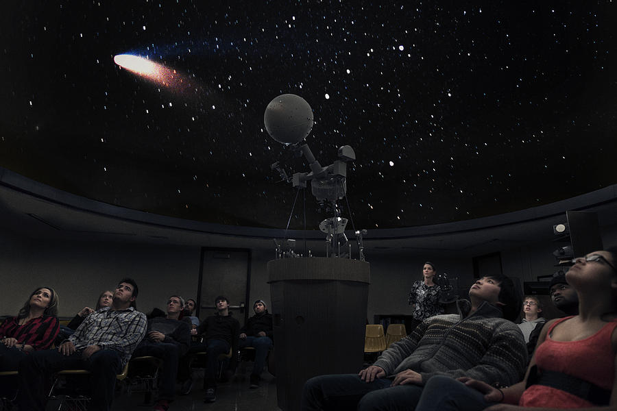 Students watching comet in planetarium Photograph by Hill Street Studios