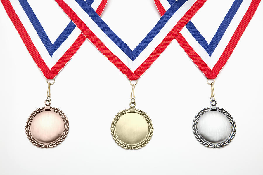 Studio shot of three medals Photograph by Vstock