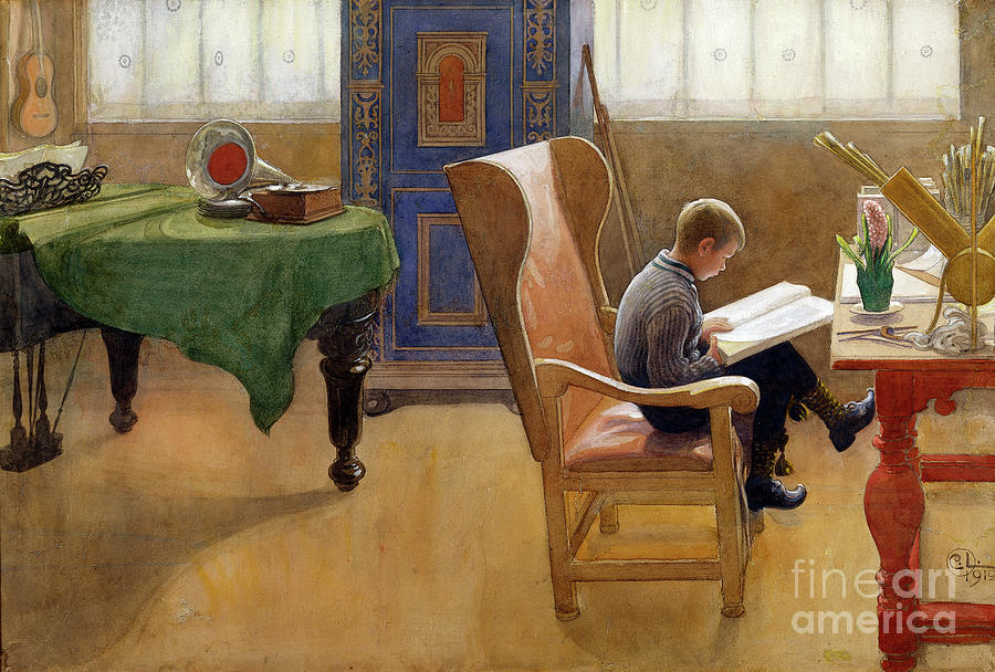 Study Corner, 1912 Painting by Carl Larsson