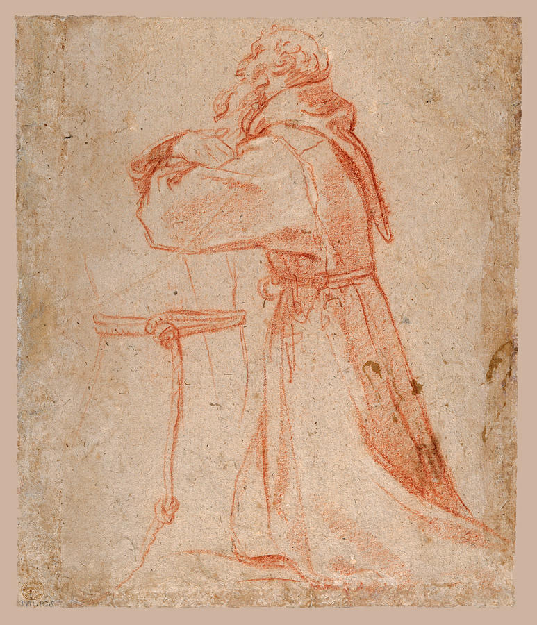 Study for a Figure of Saint Francis Kneeling in Profile Drawing by Annibale Carracci