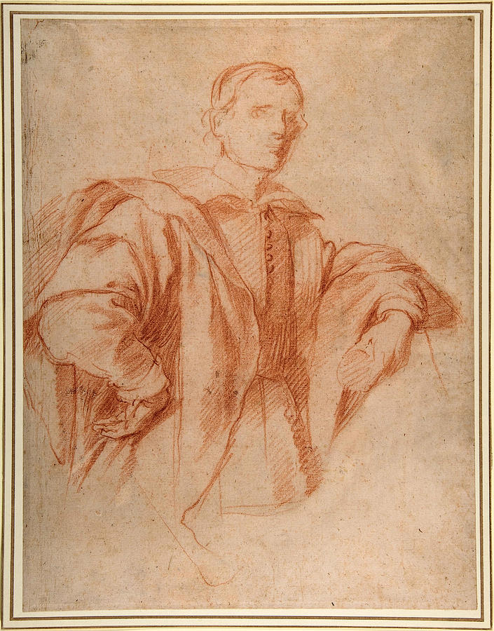 Study for a Portrait of a Man  Drawing by Guillaume Courtois