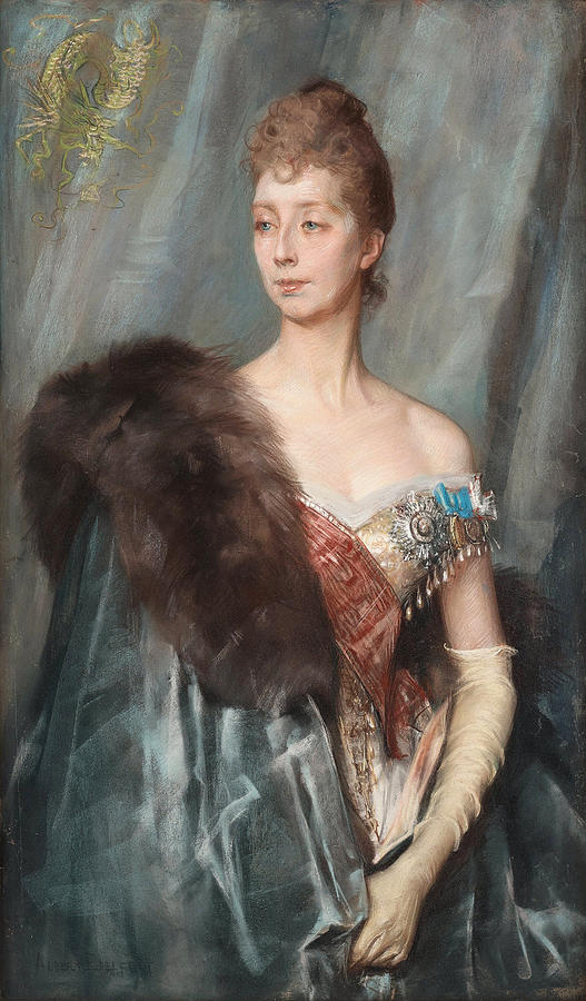 Study for  Portrait of Princess Marie Amelie Francoise Helene of Denmark, nee princess of Orleans   Drawing by Albert Edelfelt
