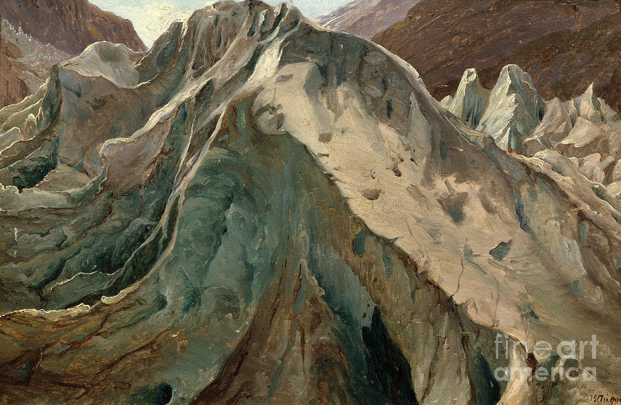 Study from the Grindewald glacier, 1835 Painting by O Vaering by Thomas Fearnley