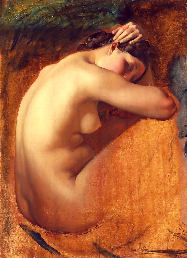 Female Nude Painting - Study of a Female Nude by Henri Lehmanm