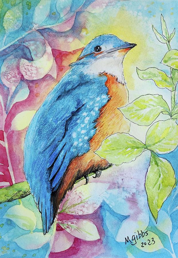 Study of a Kingfisher Mixed Media by Mindy Gibbs