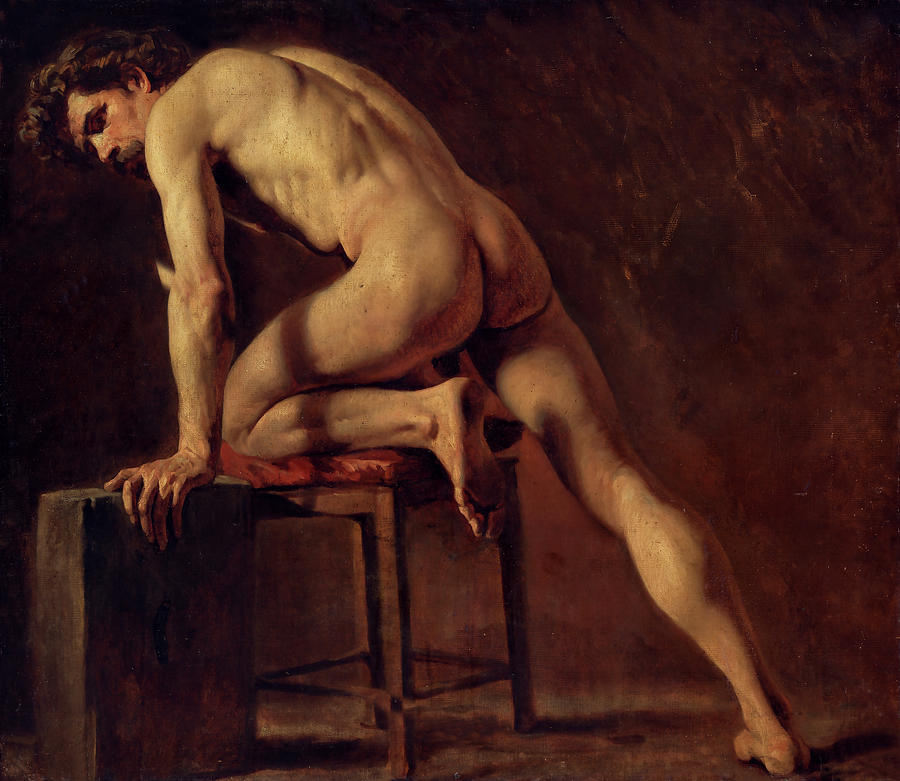 Nude Man Painting - Study of a Nude Man                                                         by Gustave Courbet