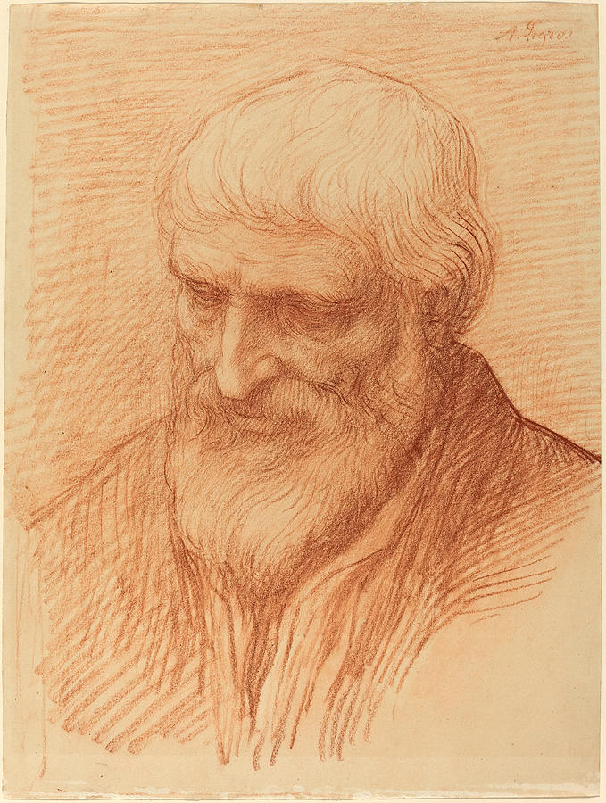 Study of a Philosopher Drawing by Alphonse Legros