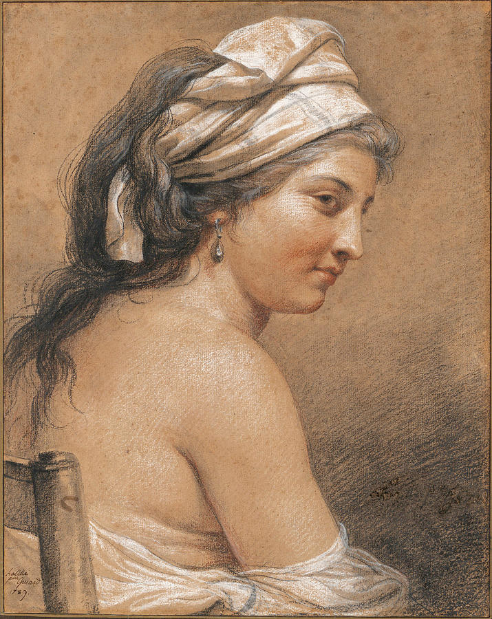 Study of a Seated Woman Seen from Behind, Marie-Gabrielle Capet Drawing by Adelaide Labille-Guiard