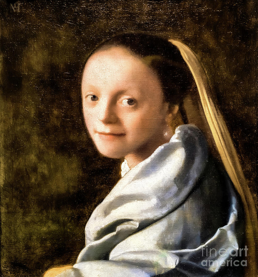 Study of a Young Woman by Johannes Vermeer 1667 Painting by Johannes Vermeer