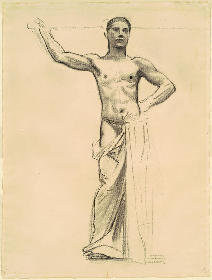 Study of Apollo for Apollo and the Muses Drawing by John Singer Sargent