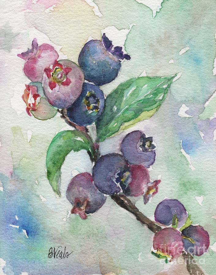 Study of Blueberries Painting by Bev Veals