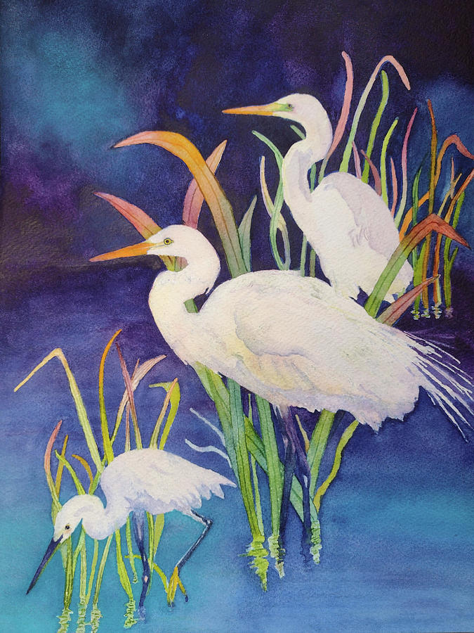 Study of Egrets Painting by Mishelle Tourtillott