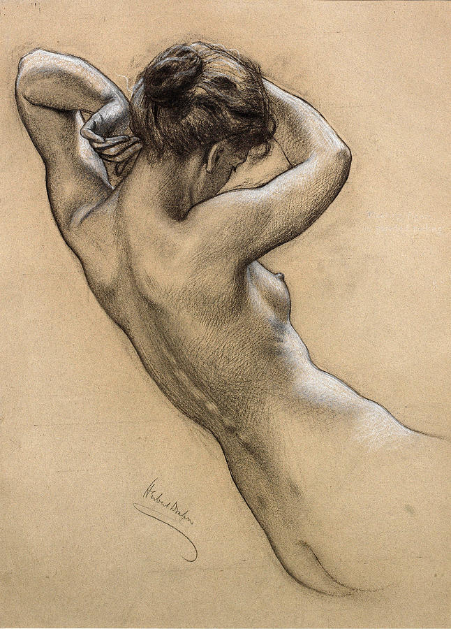 Study of Florrie Bird for a water nymph in Prospero Summoning Nymphs and Deities Drawing by Herbert James Draper