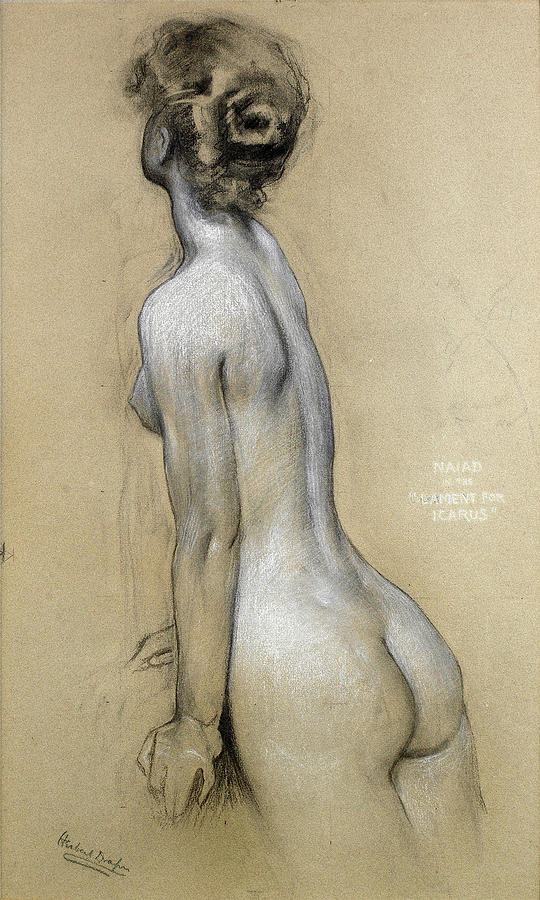 Study of Florrie Bird for The Lament for Icarus Drawing by Herbert James Draper