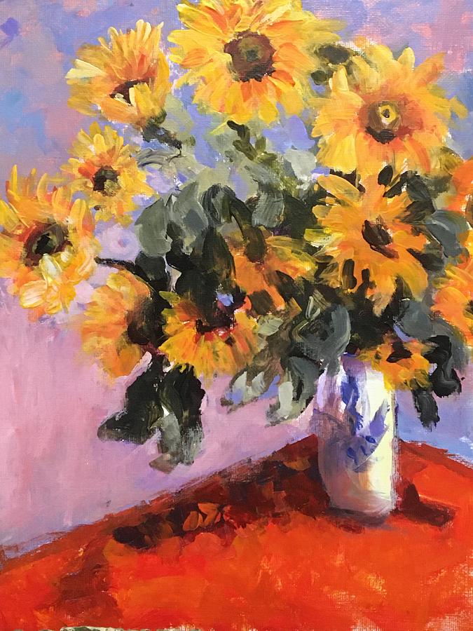 Study of Monets Sunflowers Painting by Susan Elizabeth Jones