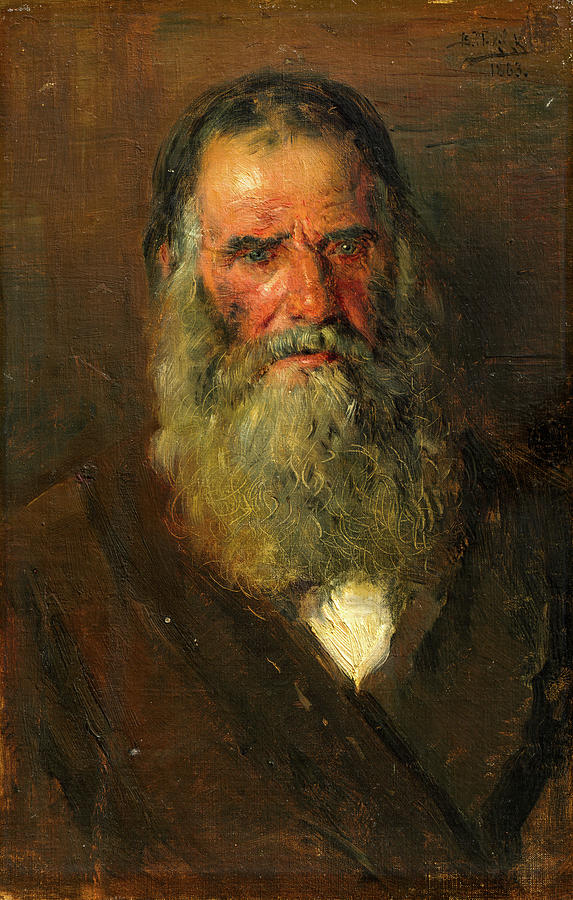 Study of the Head of an Old Man Painting by Vladimir Egorovic Makovskij ...