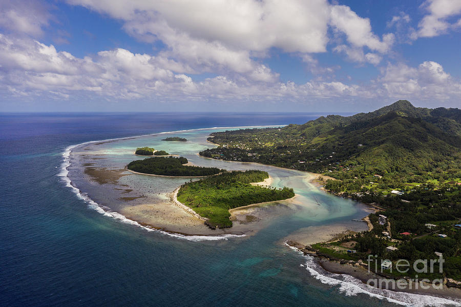 Stunning aerial view fo the Muri beach and lagoon, a famous vaca Photograph by Didier Marti