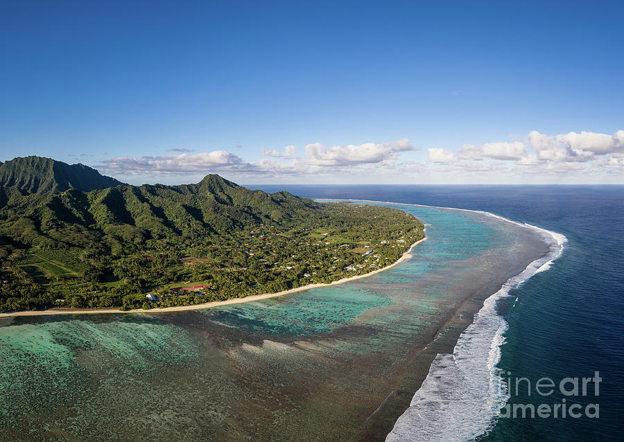 Stunning aerial view of the Rarotonga island in the south Pacifi Photograph by Didier Marti